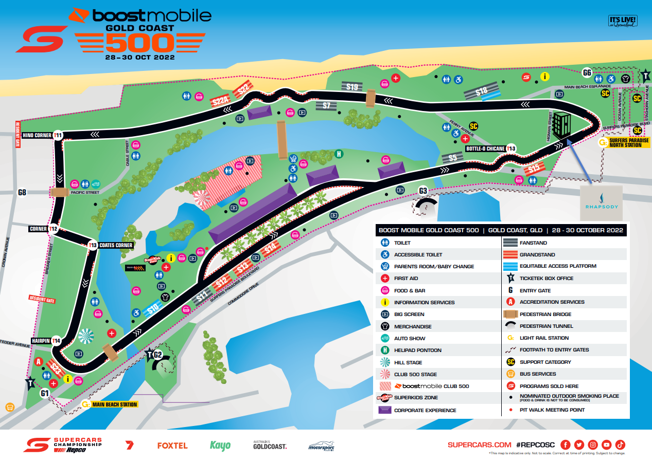 Boost Mobile Gold Coast 500 Track Map 